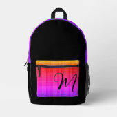 Custom Monogram Topografie Retro Kleurrijk Bedrukte Rugzak (Voorkant)