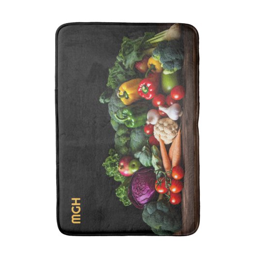 Custom Monogram Verse groenten Badmat (Voorkant Verticaal)