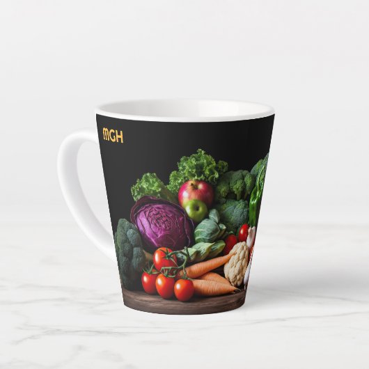 Custom Monogram Verse groenten Latte Mok (Linkerhoek)