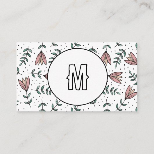 CUSTOM Monogram Visitekaartje wilde bloemen (Voorkant)