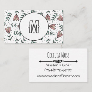 CUSTOM Monogram Visitekaartje wilde bloemen