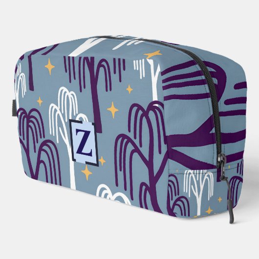 Custom Monogram Willow Tree Pattern Dopp Kit Toilettasje (Rechterhoek)