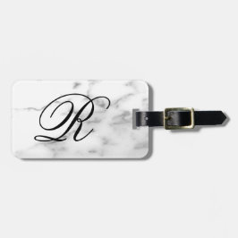 Custom monogram wit marmeren steen elegante reizen bagagelabel