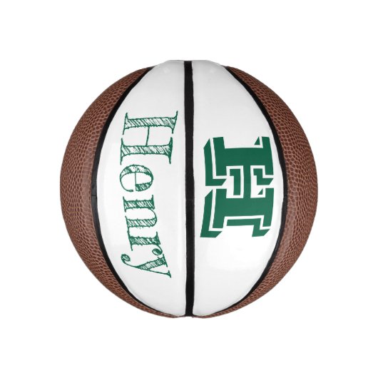 Custom Monogram With First Name Basketball Basketbal (Verticaal)