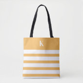 Custom Monogram Yellow Stripes Tote Bag (Voorkant)