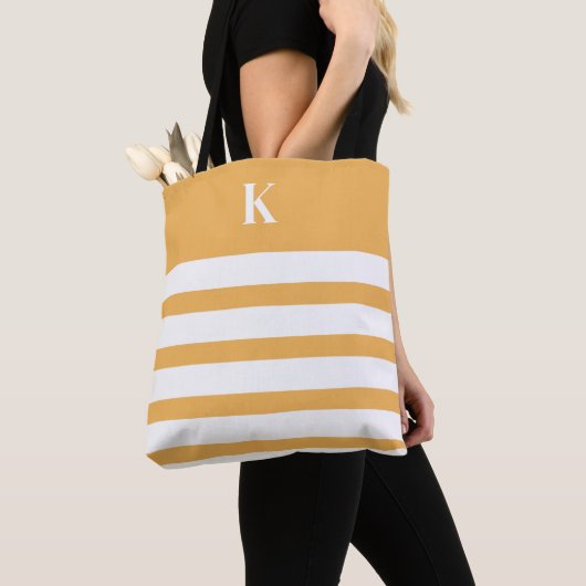 Custom Monogram Yellow Stripes Tote Bag (Dichtbij)