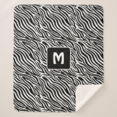 Custom Monogram Zebra Pattern Sherpa Deken (Voorkant)