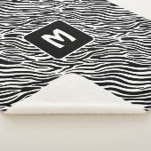 Custom Monogram Zebra Pattern Sherpa Deken (3/4)