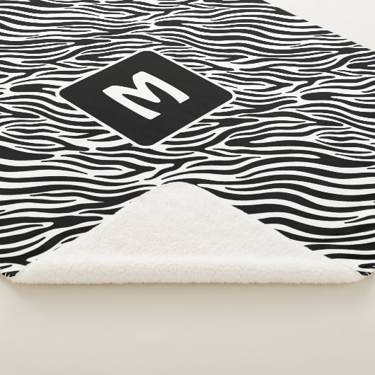 Custom Monogram Zebra Pattern Sherpa Deken (3/4)