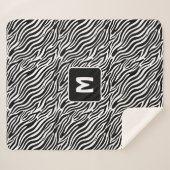 Custom Monogram Zebra Pattern Sherpa Deken (Voorkant (horizontaal))