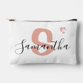 Custom Monogram Zipper Pouch Blush Pink Letter Etui (Voorkant)