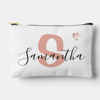Custom Monogram Zipper Pouch Blush Pink Letter Etui