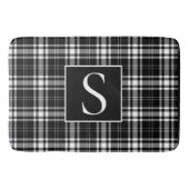 Custom Monogram Zwart Wit Buffel Plaid Badmat (Voorkant)