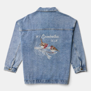 Custom Monogrammed #1 Grootmoeder Waterverf Birds Denim Jacket