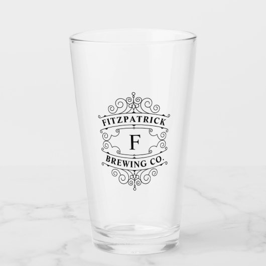 Custom  Monogrammed Classic Home Bar Bier Glas (Voorkant)