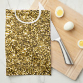 Custom Monogrammed Faux Gold Glitter Sparkle Theedoek (Quarter Fold)