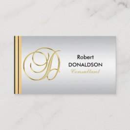 Custom Monogrammed Gold Black Silver Initiaal 'D' Visitekaartje