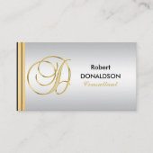 Custom Monogrammed Gold Black Silver Initiaal 'D' Visitekaartje (Voorkant)