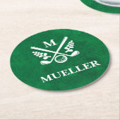 Custom Monogrammed Golf Ronde Kartonnen Onderzetter (Gebogen)