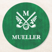 Custom Monogrammed Golf Ronde Kartonnen Onderzetter (Voorkant)