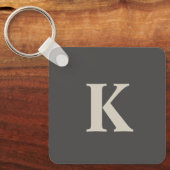 Custom Monogrammed Grey Sleutelhanger (Voorkant)