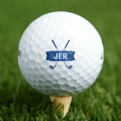Custom Monogrammed Modern Crossed Club Blauw Cool Golfballen