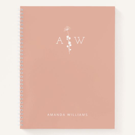 Custom Monogrammed Peach Spiral Notebook Notitieboek (Voorkant)