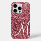 Custom Monogrammed Roos Gouden Glitter Glam Case-Mate iPhone Case (Achterkant)