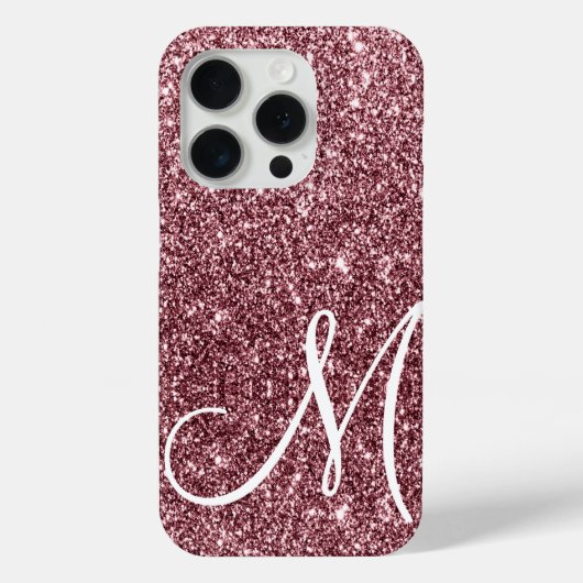 Custom Monogrammed Roos Gouden Glitter Glam Case-Mate iPhone Case (Achterkant)