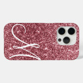 Custom Monogrammed Roos Gouden Glitter Glam Case-Mate iPhone Case (Achterkant (horizontaal))