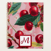 Custom Monogrammed Roze Retro Cherry Business Planner (Voorkant)