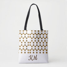 Custom Monogrammed Wit Gouden Stippen Canvas tas