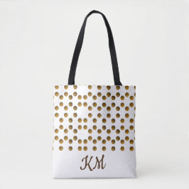 Custom Monogrammed Wit Gouden Stippen Canvas tas
