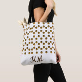 Custom Monogrammed Wit Gouden Stippen Canvas tas (Dichtbij)