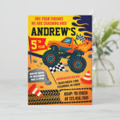 Custom Monster Truck Jam Kids Party Birthday Kaart (Staand voorkant)