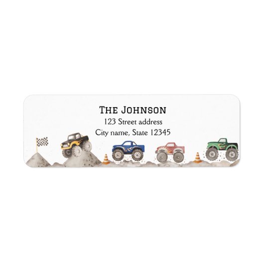 Custom Monster Truck Return Address Labels (Voorkant)