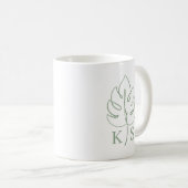 Custom Monstera Monogram Wedding Logo Koffiemok (Voorkant rechts)
