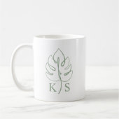 Custom Monstera Monogram Wedding Logo Koffiemok (Links)