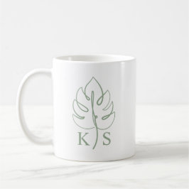 Custom Monstera Monogram Wedding Logo Koffiemok
