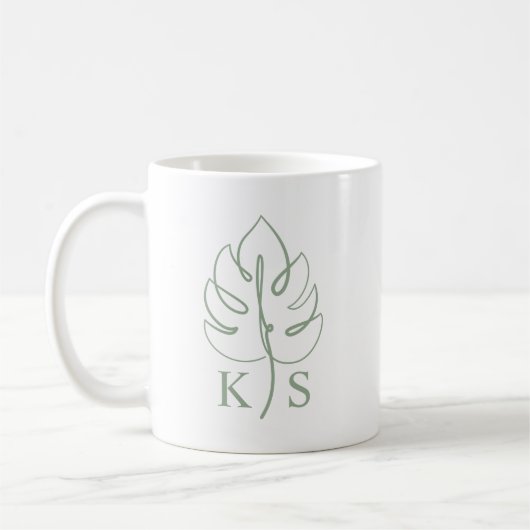 Custom Monstera Monogram Wedding Logo Koffiemok (Links)
