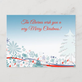 Custom Mooie Blues Boom & Bloemen God Bless Feestdagenkaart