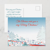 Custom Mooie Blues Boom & Bloemen God Bless Feestdagenkaart (Voorkant / Achterkant)