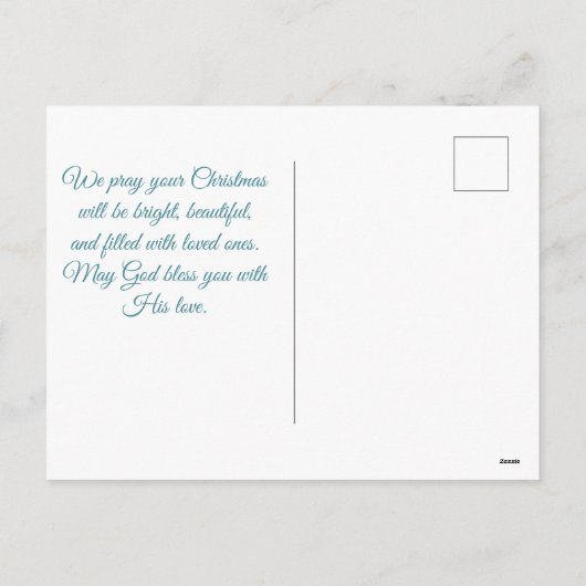 Custom Mooie Blues Boom & Bloemen God Bless Feestdagenkaart (Achterkant)