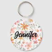 CUSTOM Mooie Witte Sinaasappel Roze Bloesem Sleutelhanger (Voorkant)