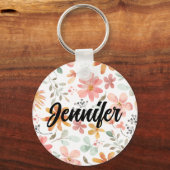 CUSTOM Mooie Witte Sinaasappel Roze Bloesem Sleutelhanger (Achterkant)