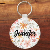 CUSTOM Mooie Witte Sinaasappel Roze Bloesem Sleutelhanger (Voorkant)