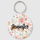 CUSTOM Mooie Witte Sinaasappel Roze Bloesem Sleutelhanger (Achterkant)