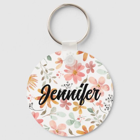 CUSTOM Mooie Witte Sinaasappel Roze Bloesem Sleutelhanger (Achterkant)