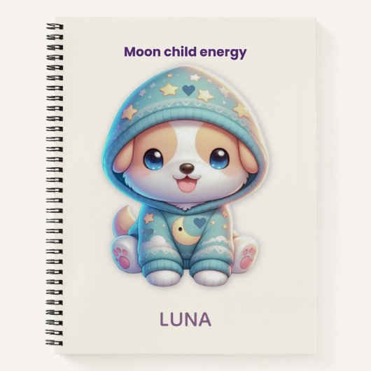 Custom Moon Child Energy Dog Journal Notitieboek (Voorkant)