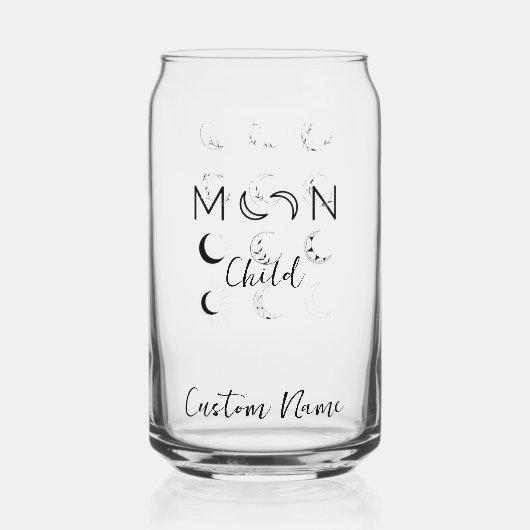 Custom Moon Child Monogram Can Glass beroemd gemaa Blikvorm Glas (Voorkant)